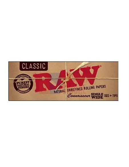 Сигаретная бумага RAW SINGLE WIDE + TIPS CONNOISSEUR (24пач х50лист) 