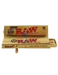 Сигаретная бумага RAW SLIM KS + PREROLLED TIPS CONNOISSEUR (24пач х32лист+30 фильтров) 