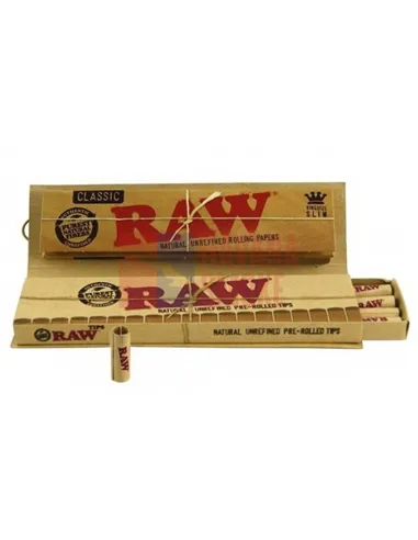 Сигаретная бумага RAW SLIM KS + PREROLLED TIPS CONNOISSEUR (24пач х32лист+30 фильтров) 