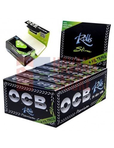 Сигаретная бумага OCB ROLLS Slim Premium в рулонах + 40 БУМ.ФИЛЬТР. 24шт(44 х 4000) OCBRSLPTIP/10/24 - купить в интернет-магазине Havana Smoke