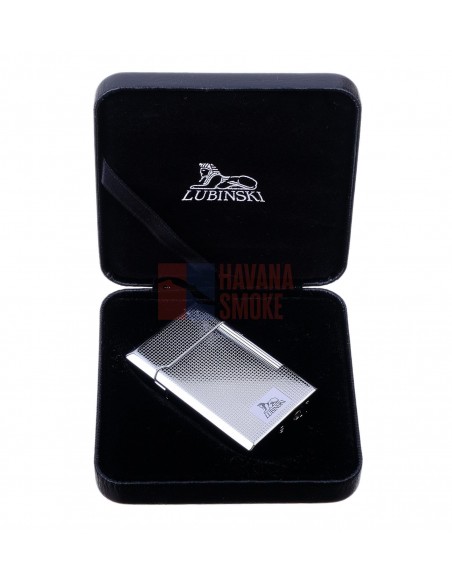 Зажигалка трубочная Lubinski Сполето, кремневая, серебристая в квадратик - купить в интернет-магазине Havana Smoke