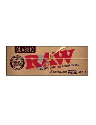 Сигаретная бумага RAW SINGLE WIDE + TIPS CONNOISSEUR (24пач х50лист)  - купить в интернет-магазине Havana Smoke