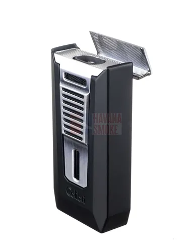 Зажигалка сигарная Colibri Slide (двойное пламя), черная-хром-LI850T11