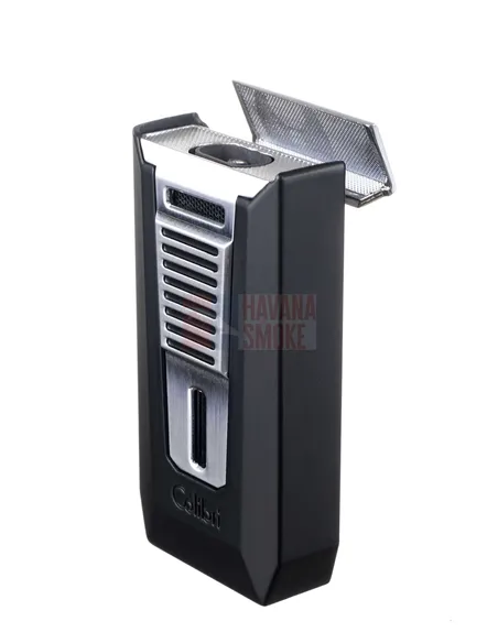 Зажигалка сигарная Colibri Slide (двойное пламя), черная-хром-LI850T11