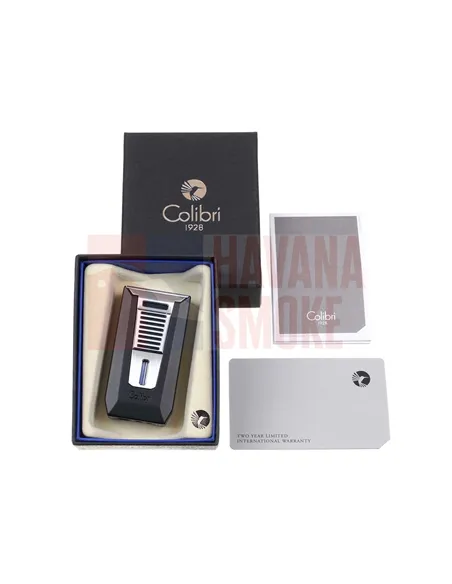 Зажигалка сигарная Colibri Slide (двойное пламя), черная-хром-LI850T11