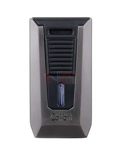 Зажигалка сигарная Colibri Slide (двойное пламя), черная-оружейная сталь-LI850T12