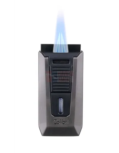 Зажигалка сигарная Colibri Slide (двойное пламя), черная-оружейная сталь-LI850T12