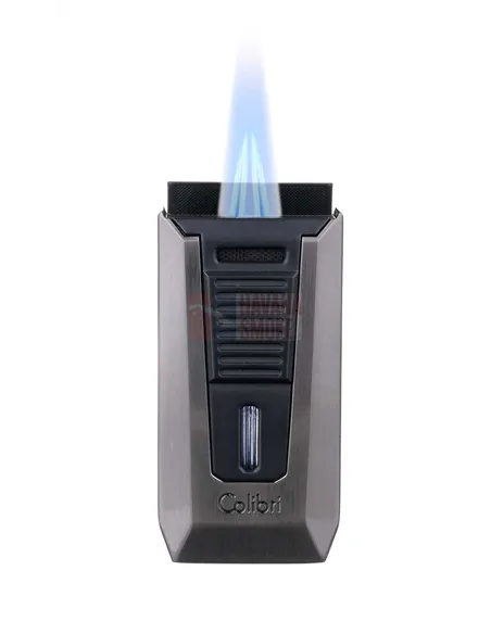 Зажигалка сигарная Colibri Slide (двойное пламя), черная-оружейная сталь-LI850T12