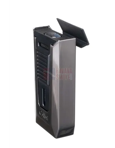 Зажигалка сигарная Colibri Slide (двойное пламя), черная-оружейная сталь-LI850T12