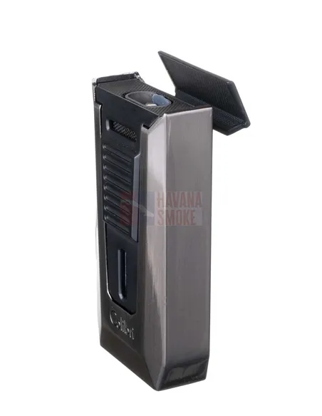 Зажигалка сигарная Colibri Slide (двойное пламя), черная-оружейная сталь-LI850T12