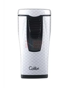 Зажигалка сигарная Colibri Monaco (тройное пламя), серебристый карбон-LI880T11