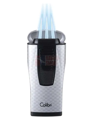 Зажигалка сигарная Colibri Monaco (тройное пламя), серебристый карбон-LI880T11