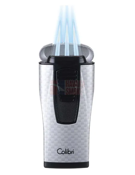 Зажигалка сигарная Colibri Monaco (тройное пламя), серебристый карбон-LI880T11