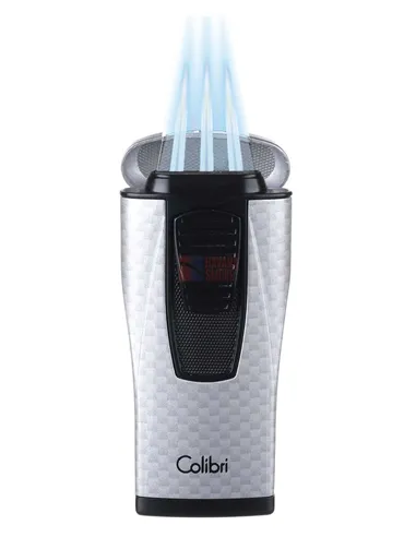 Зажигалка сигарная Colibri Monaco (тройное пламя), серебристый карбон-LI880T11