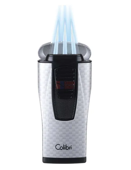 Зажигалка сигарная Colibri Monaco (тройное пламя), серебристый карбон-LI880T11