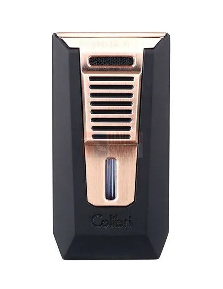 Зажигалка сигарная Colibri Slide (двойное пламя), черная-розовое золото LI850T13