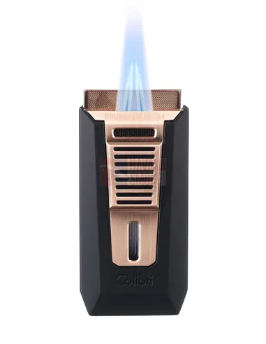 Зажигалка сигарная Colibri Slide (двойное пламя), черная-розовое золото LI850T13