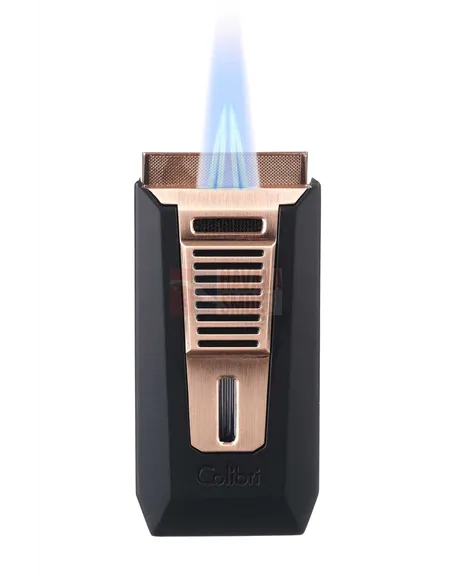 Зажигалка сигарная Colibri Slide (двойное пламя), черная-розовое золото LI850T13