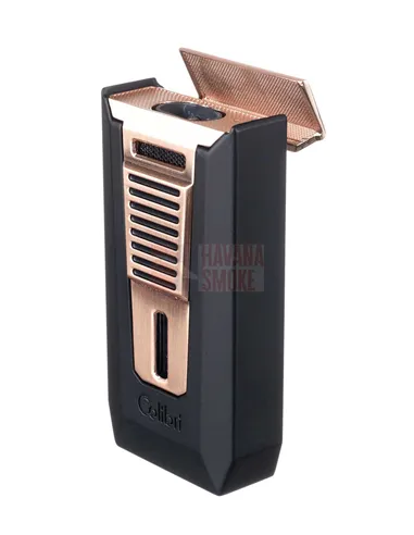 Зажигалка сигарная Colibri Slide (двойное пламя), черная-розовое золото LI850T13