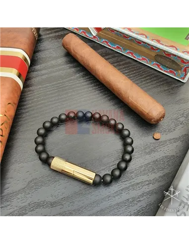 PUNCH BRACELET - Gold Matte Black Onyx