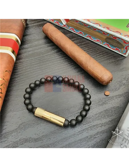 PUNCH BRACELET - Gold Matte Black Onyx