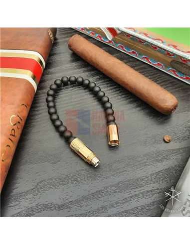 PUNCH BRACELET - Gold Matte Black Onyx