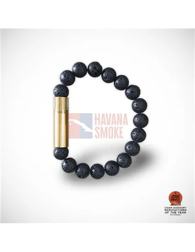 PUNCH BRACELET - Lava Stone Brass