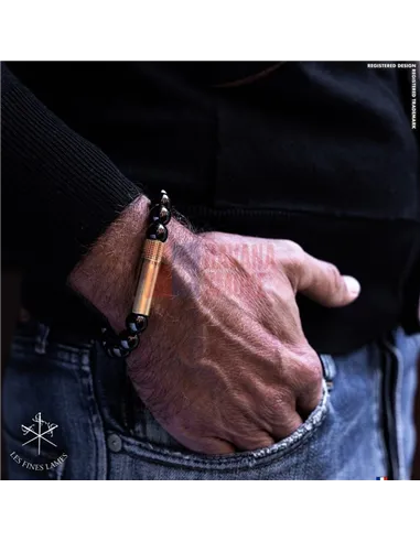 PUNCH BRACELET - Brass Onyx 10mm