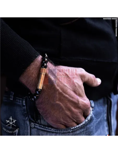 PUNCH BRACELET - Brass Onyx 10mm