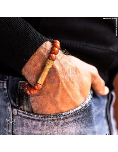 PUNCH BRACELET - Brass Red Jasper