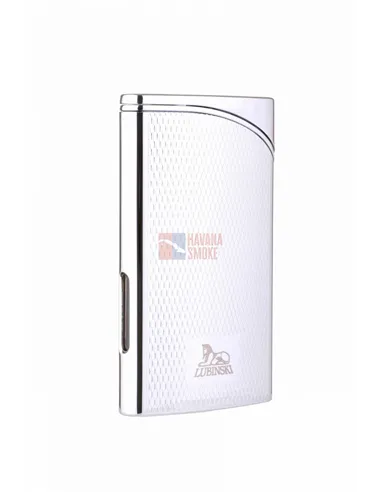 Зажигалка Lubinski "Гаэта", плоская, турбо, серебристая в рубчик