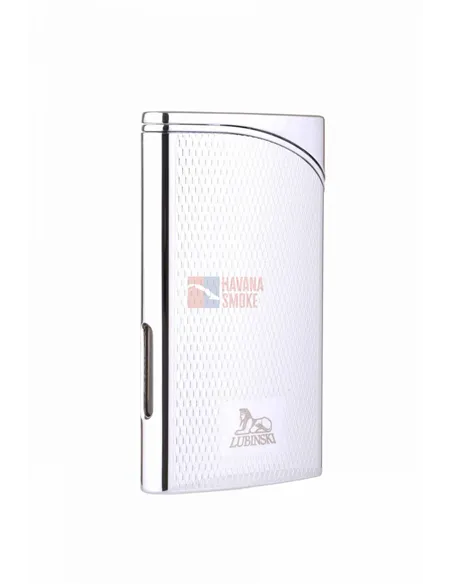 Зажигалка Lubinski "Гаэта", плоская, турбо, серебристая в рубчик