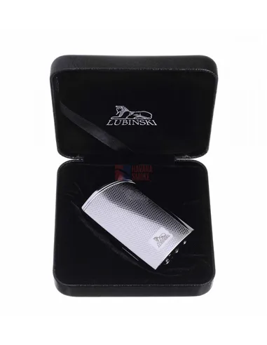 Зажигалка Lubinski "Гаэта", плоская, турбо, серебристая в рубчик