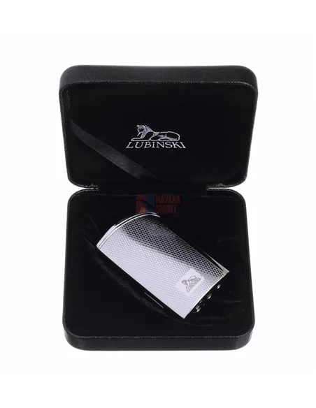 Зажигалка Lubinski "Гаэта", плоская, турбо, серебристая в рубчик