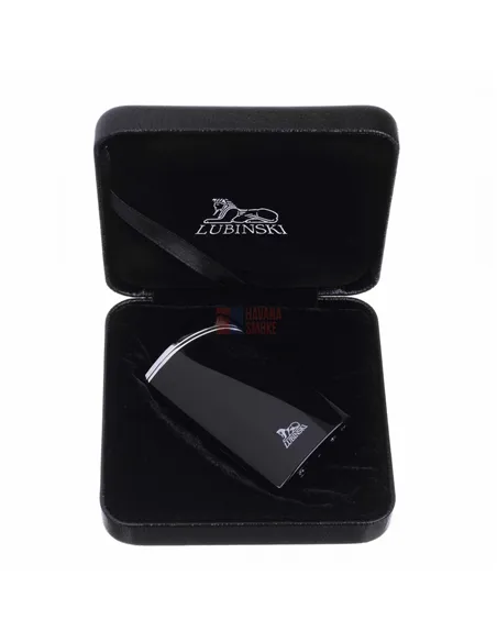 Зажигалка Lubinski "Гаэта", плоская, турбо, черный глянец
