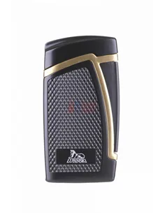 Зажигалка Lubinski "Дрэгон" турбо, двойное пламя, черно-золотая