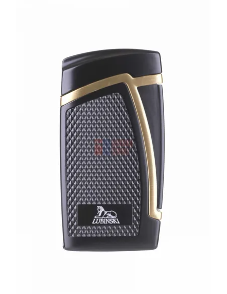 Зажигалка Lubinski "Дрэгон" турбо, двойное пламя, черно-золотая