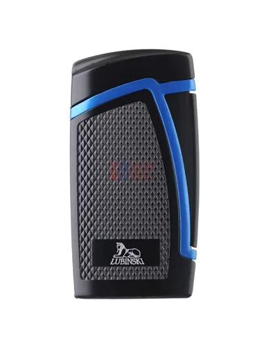 Зажигалка Lubinski "Дрэгон" турбо, двойное пламя, черно-синяя
