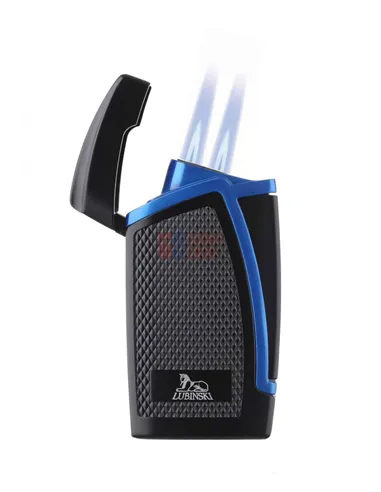 Зажигалка Lubinski "Дрэгон" турбо, двойное пламя, черно-синяя