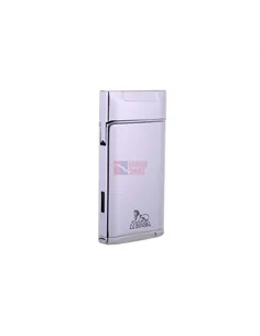 Зажигалка Lubinski "Турин" турбо с пробойником, серебристая в рубчик