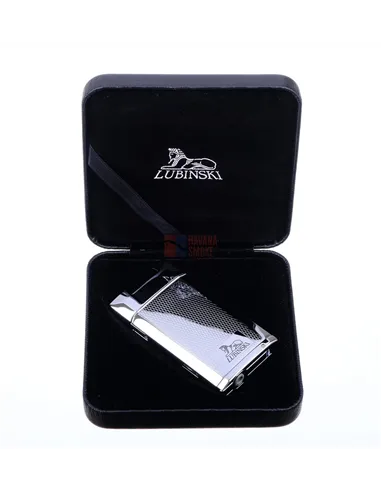 Зажигалка Lubinski "Турин" турбо с пробойником, серебристая в рубчик