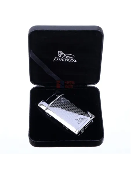 Зажигалка Lubinski "Турин" турбо с пробойником, серебристая в рубчик