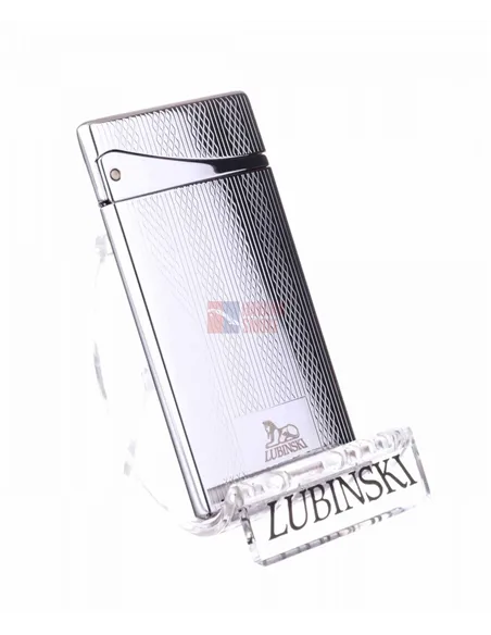 Зажигалка Lubinski "Флоренция", плоская, турбо, серебристая в рубчик