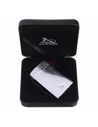 Зажигалка Lubinski "Флоренция", плоская, турбо, серебристая в рубчик