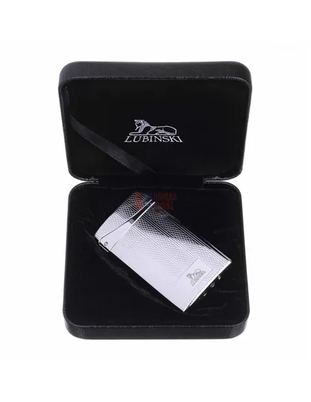 Зажигалка Lubinski "Флоренция", плоская, турбо, серебристая в рубчик