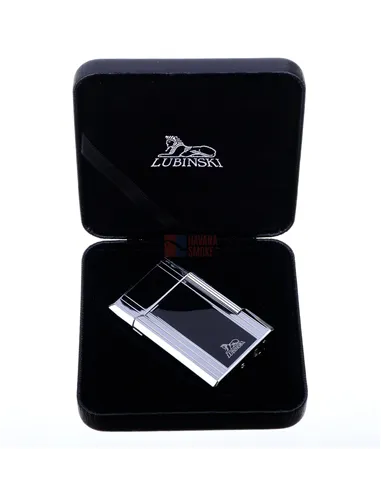 Зажигалка трубочная Lubinski Сполето, кремневая, серебристая с черной полосой