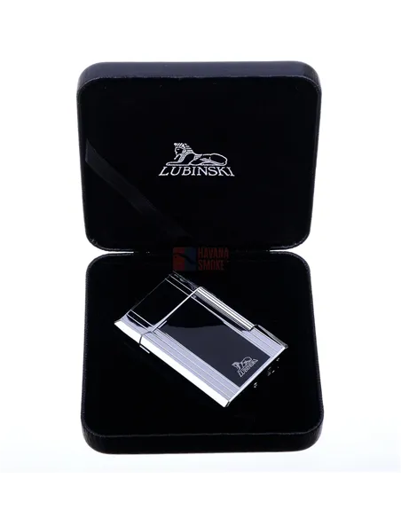 Зажигалка трубочная Lubinski Сполето, кремневая, серебристая с черной полосой
