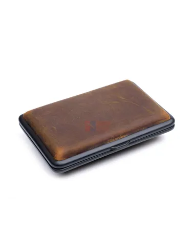 Портсигар Passatore на 14 сигарет, натуральная буйволиная кожа, Темно-коричневый
