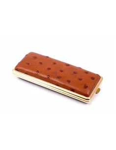 Портсигар Stoll на 14 сигарет, натуральная кожа, Коричневый страус