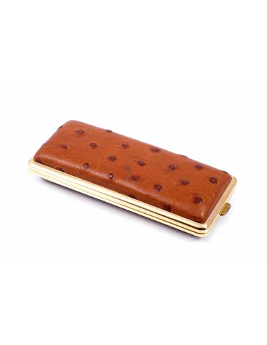 Портсигар Stoll на 14 сигарет, натуральная кожа, Коричневый страус